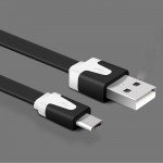 Wholesale Universal V8V9 micro USB Flat Wire Cable (Black)